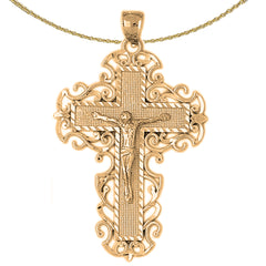 10K, 14K or 18K Gold Vine Crucifix Pendant