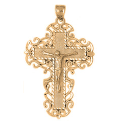 10K, 14K or 18K Gold Vine Crucifix Pendant