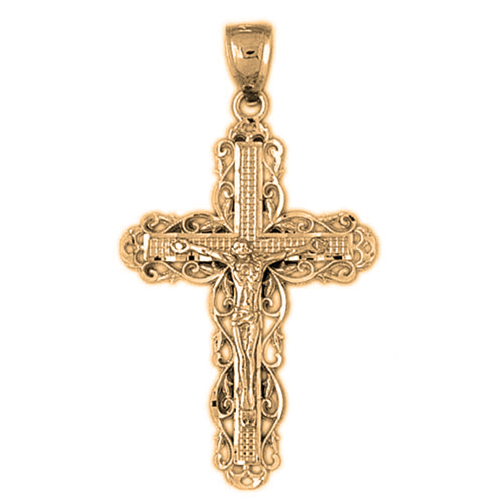 10K, 14K or 18K Gold Vine Crucifix Pendant