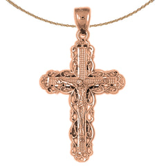 10K, 14K or 18K Gold Vine Crucifix Pendant