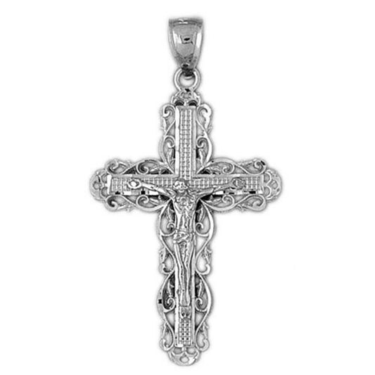 10K, 14K or 18K Gold Vine Crucifix Pendant