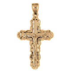 10K, 14K or 18K Gold Vine Crucifix Pendant