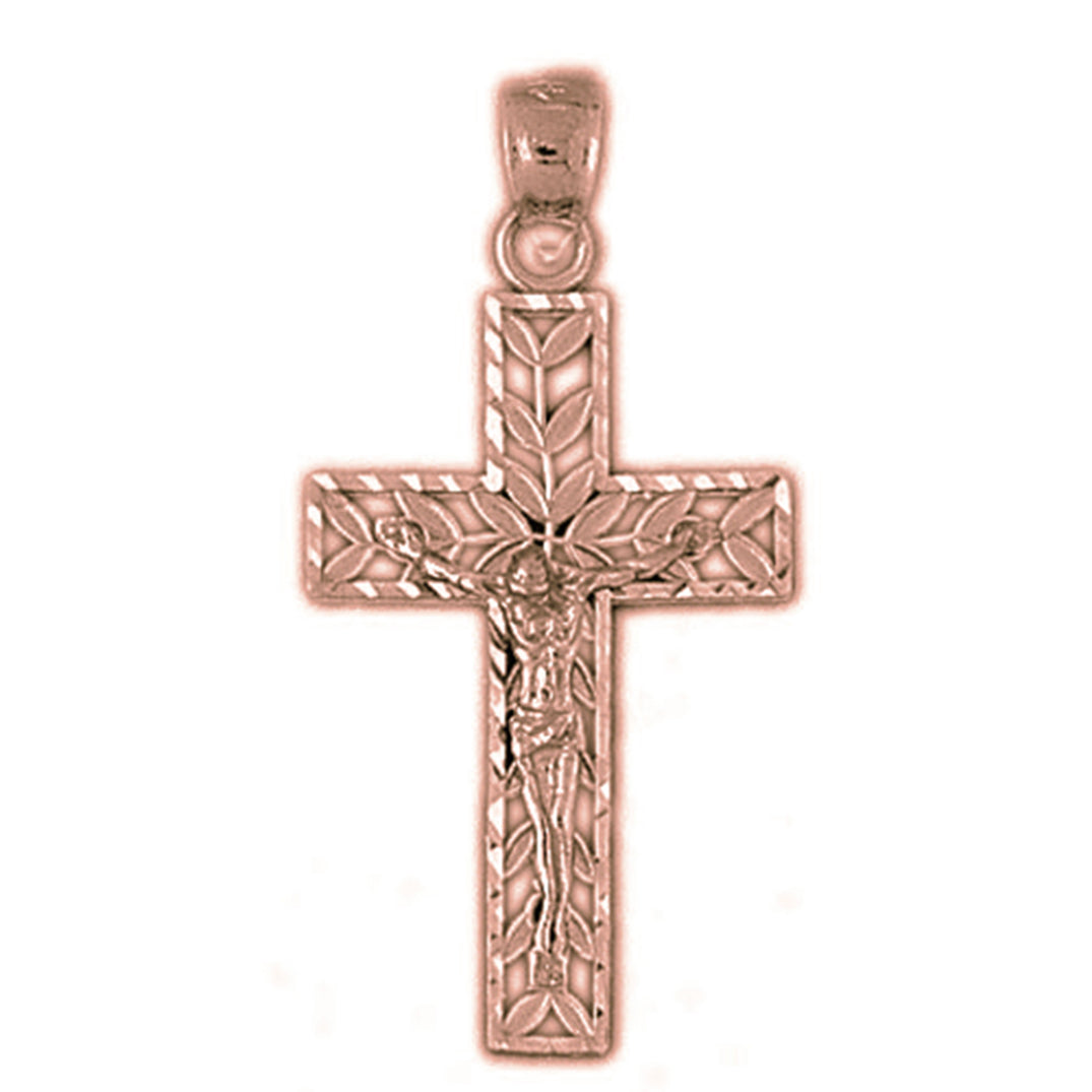 14K or 18K Gold Vine Crucifix Pendant