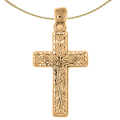 14K or 18K Gold Vine Crucifix Pendant