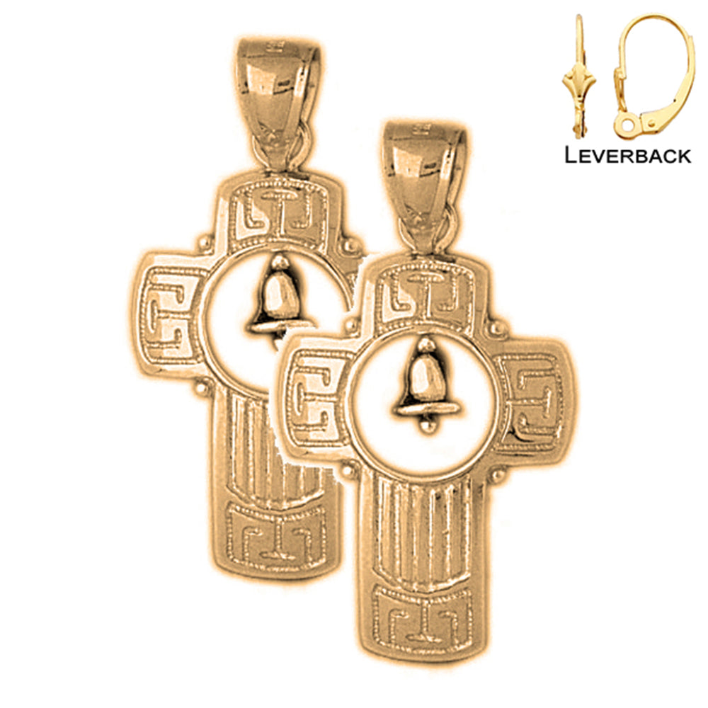 14K oder 18K Gold Kreuz mit Glockenohrringen