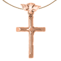 10K, 14K or 18K Gold Cross With Dove Pendant