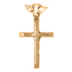 10K, 14K or 18K Gold Cross With Dove Pendant