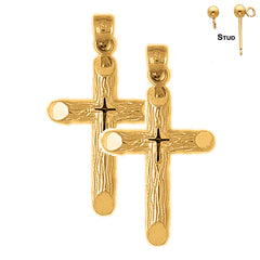 Pendientes de cruz latina de plata de ley de 35 mm (chapados en oro blanco o amarillo)
