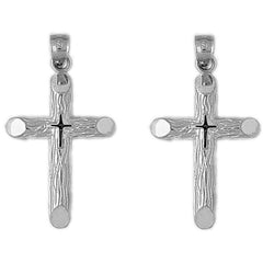 Sterling Silver 35mm Latin Cross Earrings