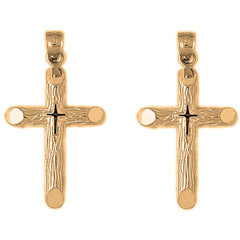 14K or 18K Gold 35mm Latin Cross Earrings