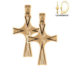 Sterling Silver 34mm Cross Earrings (White or Yellow Gold Plated)