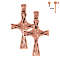 14K oder 18K Gold Kreuz Ohrringe