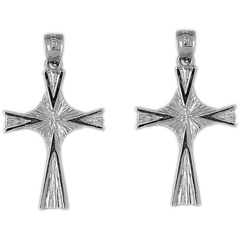 Sterling Silver 34mm Cross Earrings
