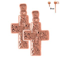 14K or 18K Gold Cross Earrings