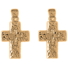 14K or 18K Gold 26mm Cross Earrings