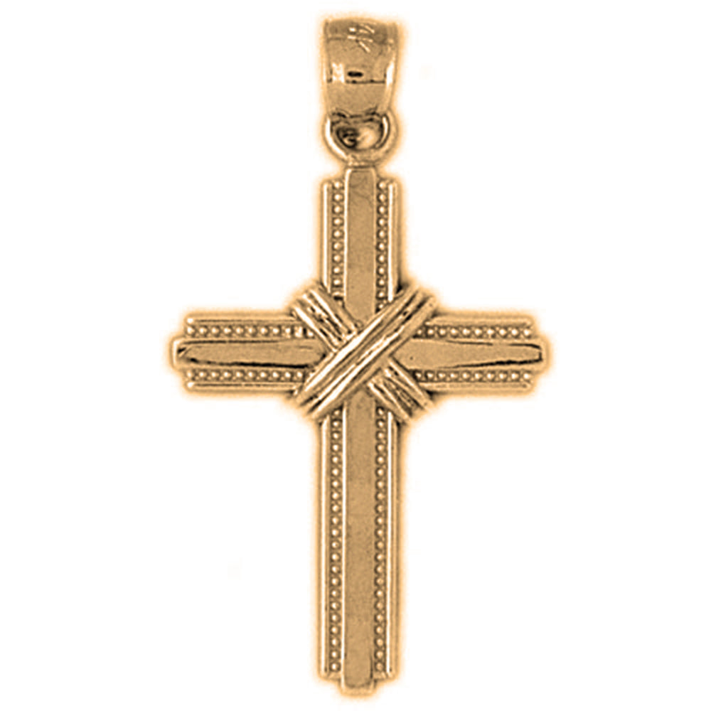 10K, 14K or 18K Gold Roped Cross Pendant