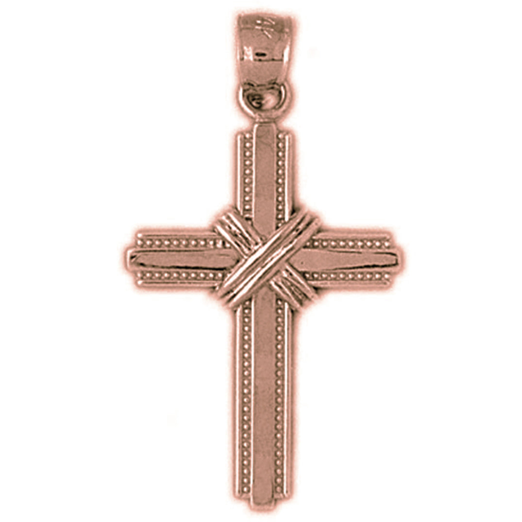 10K, 14K or 18K Gold Roped Cross Pendant