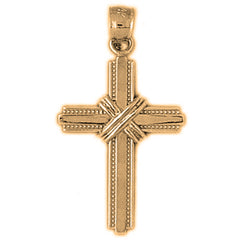 10K, 14K or 18K Gold Roped Cross Pendant