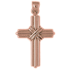 10K, 14K or 18K Gold Roped Cross Pendant