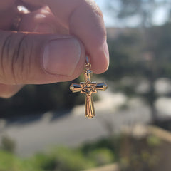 14K or 18K Gold Cross With Star of David Pendant