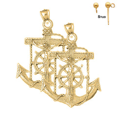 14K oder 18K Gold Mariners Kreuz/Kruzifix Ohrringe