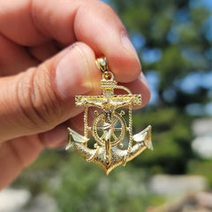 10K, 14K or 18K Gold Mariners Cross/Crucifix Pendant