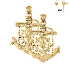 14K or 18K Gold Mariners Cross/Crucifix Earrings