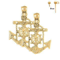 14K or 18K Gold Mariners Cross/Crucifix Earrings