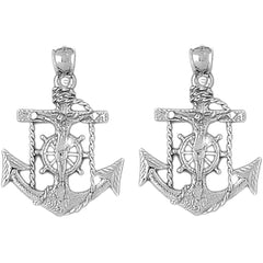 Sterling Silver 33mm Mariners Cross/Crucifix Earrings
