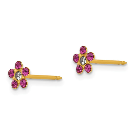 Inverness 14K Yellow Gold February Purple Crystal Birthstone Flower Earrings