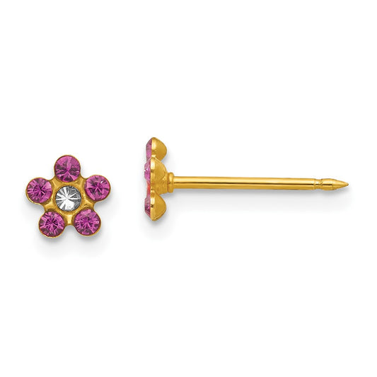 Inverness 14K Yellow Gold February Purple Crystal Birthstone Flower Earrings