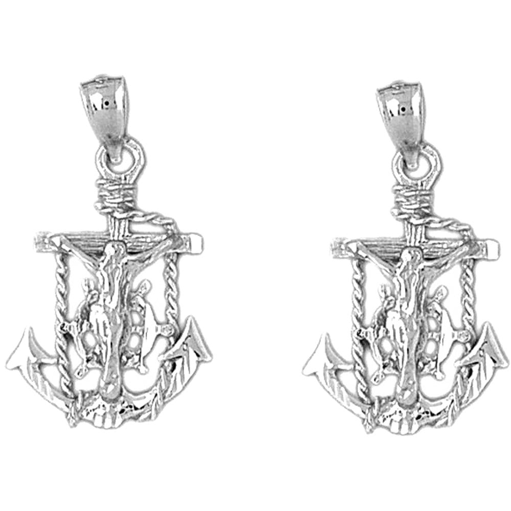 Sterling Silver 29mm Mariners Cross/Crucifix Earrings
