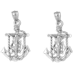 Sterling Silver 29mm Mariners Cross/Crucifix Earrings
