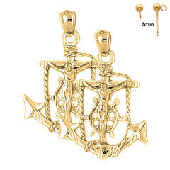 14K or 18K Gold Mariners Cross/Crucifix Earrings