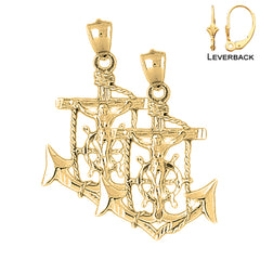 14K or 18K Gold Mariners Cross/Crucifix Earrings