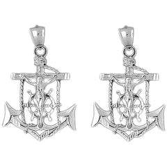 14K or 18K Gold 40mm Mariners Cross/Crucifix Earrings