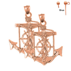 14K or 18K Gold Mariners Cross/Crucifix Earrings