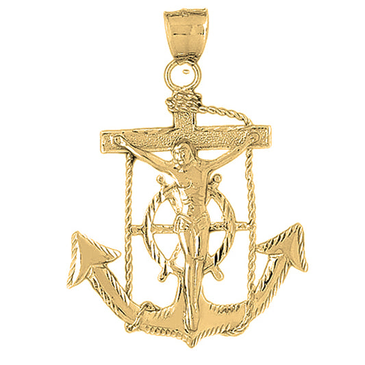 10K, 14K or 18K Gold Mariners Cross/Crucifix Pendant