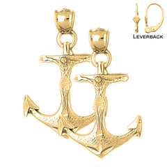 32 mm große Ohrringe mit Seemannskreuz/Kruzifix aus Sterlingsilber (weiß- oder gelbvergoldet)