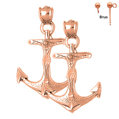 14K or 18K Gold Mariners Cross/Crucifix Earrings