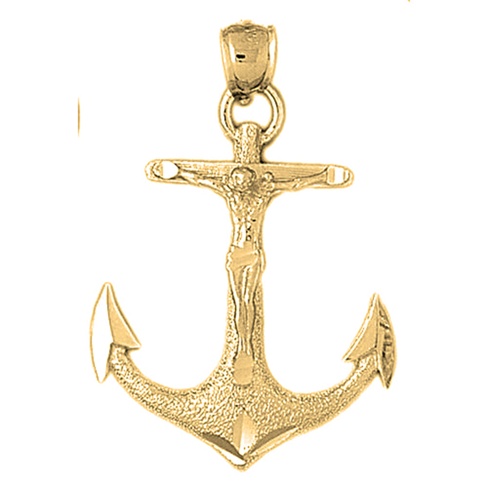 10K, 14K or 18K Gold Mariners Cross/Crucifix Pendant