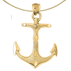 10K, 14K or 18K Gold Mariners Cross/Crucifix Pendant