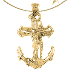 Colgante de cruz/crucifijo de marineros de oro de 10 quilates, 14 quilates o 18 quilates
