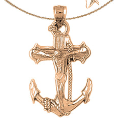 Colgante de cruz/crucifijo de marineros de oro de 10 quilates, 14 quilates o 18 quilates