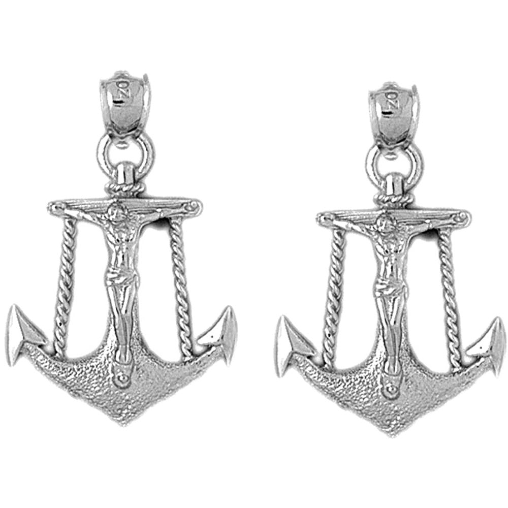 Sterling Silver 32mm Mariners Cross/Crucifix Earrings