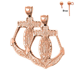 14K or 18K Gold Mariners Cross/Crucifix Earrings