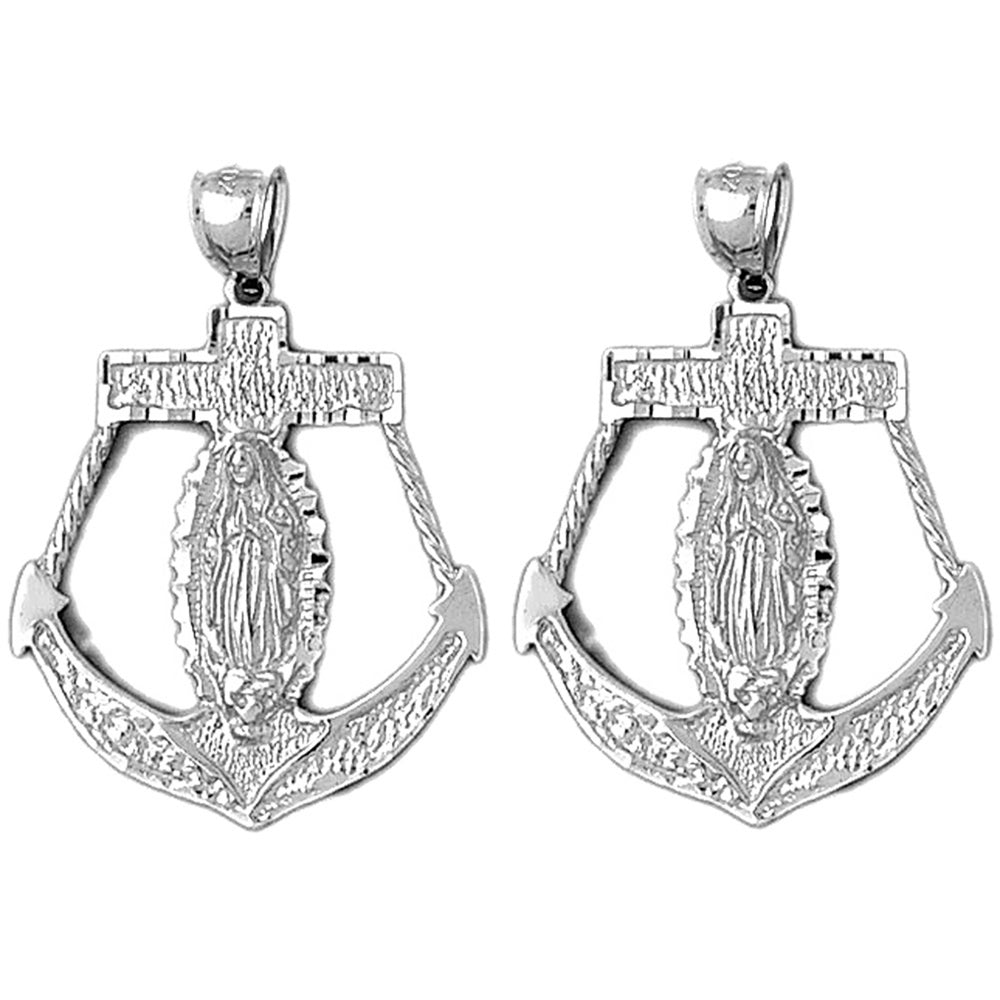 Sterling Silver 37mm Mariners Cross/Crucifix Earrings