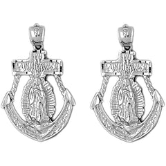 Sterling Silver 29mm Mariners Cross/Crucifix Earrings