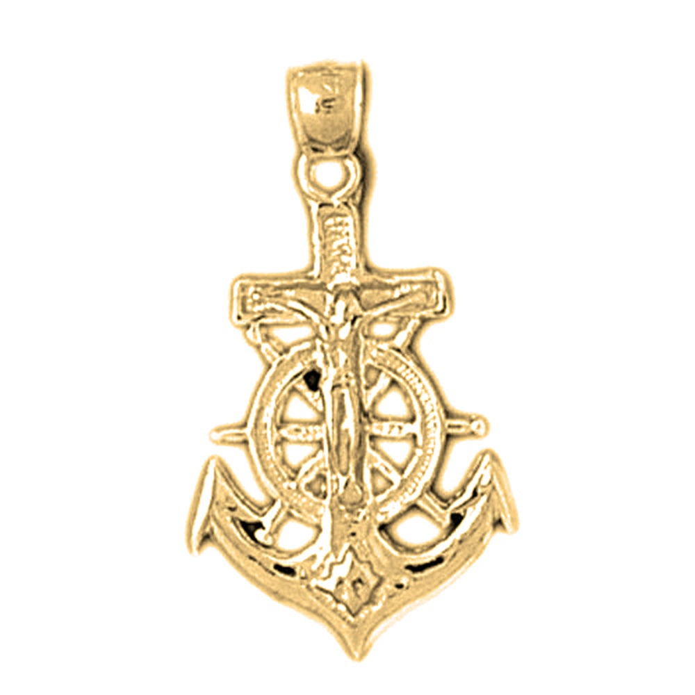 14K or 18K Gold Mariners Cross/Crucifix Pendant