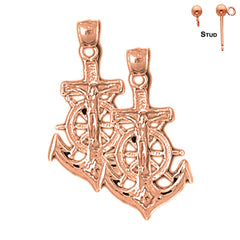 14K or 18K Gold Mariners Cross/Crucifix Earrings